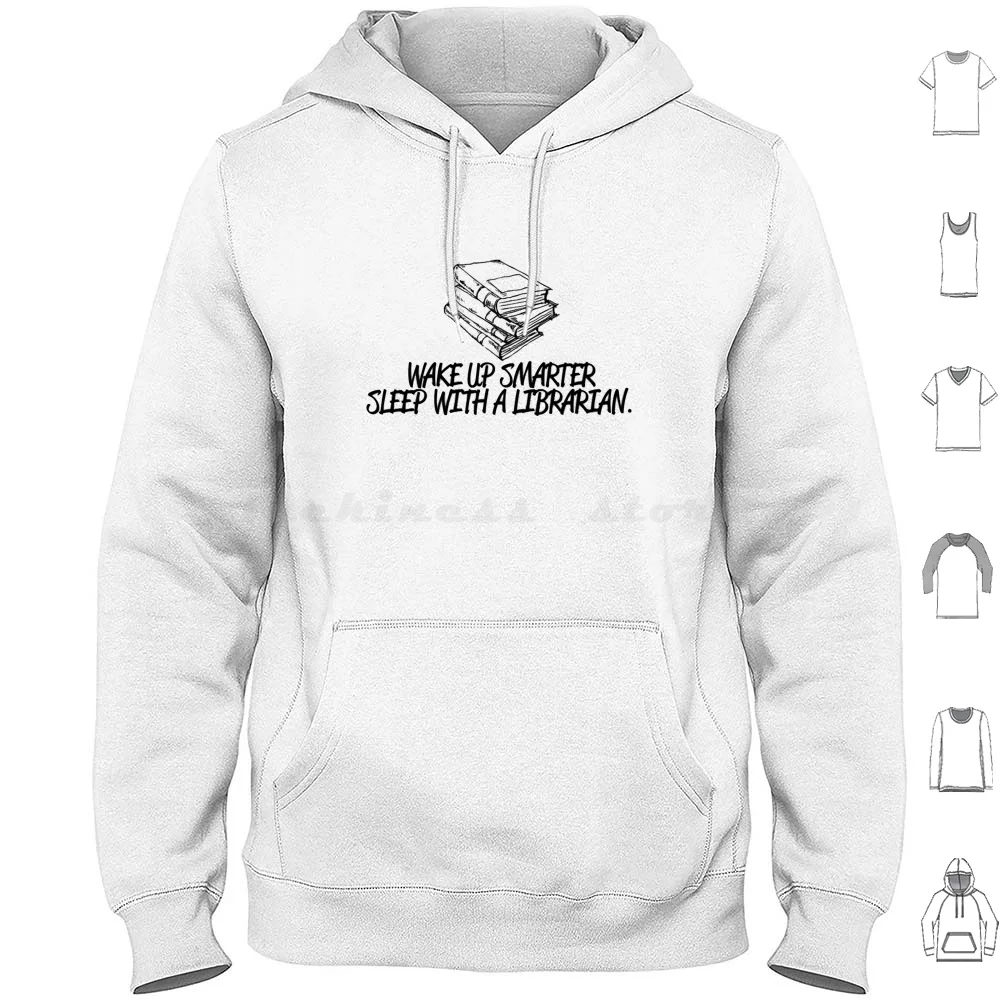 Despertar dormir más inteligente con la biblioteca Funky Blagues Sudadera con capucha de algodón de manga larga Despertar dormir más inteligente con bibliotecario Funky