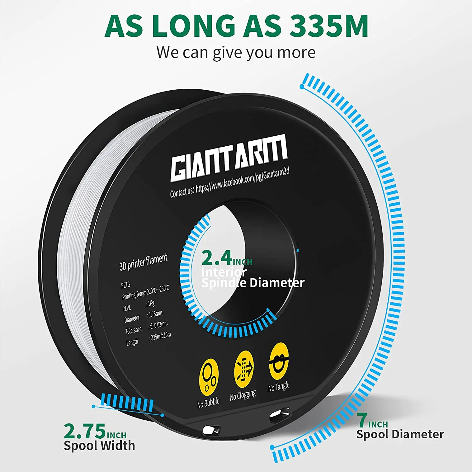 GIANTARM PETG Filament 1,75mm 1kg 2,2lbs ±0,03mm Verhedderungsfrei Verstopfungsfrei Hochglänzend Zäh Mehrfarbig 3D-Drucker Filament Vacu – Detail 4