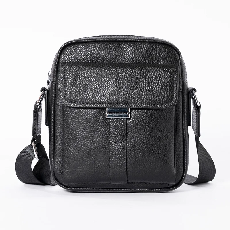 

New men's bag lychee patterned shoulder bag crossbody bag genuine leather men's trendy casual vertical bag men's bag