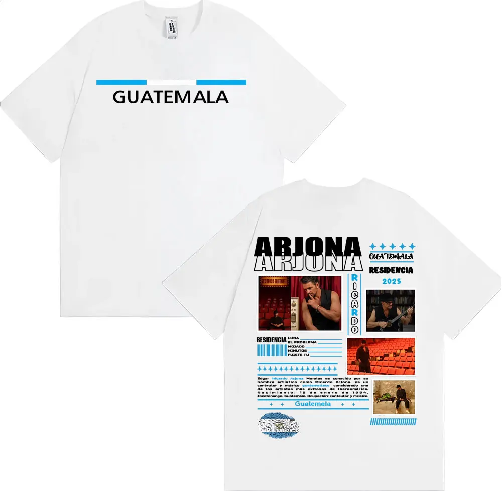 ريكاردو أرجونا ريسيدنسيا 2025 جولة الجرافيك تي شيرت الرجال النساء موضة الهيب هوب خمر تي شيرت مريح 100% القطن المتضخم التي شيرت