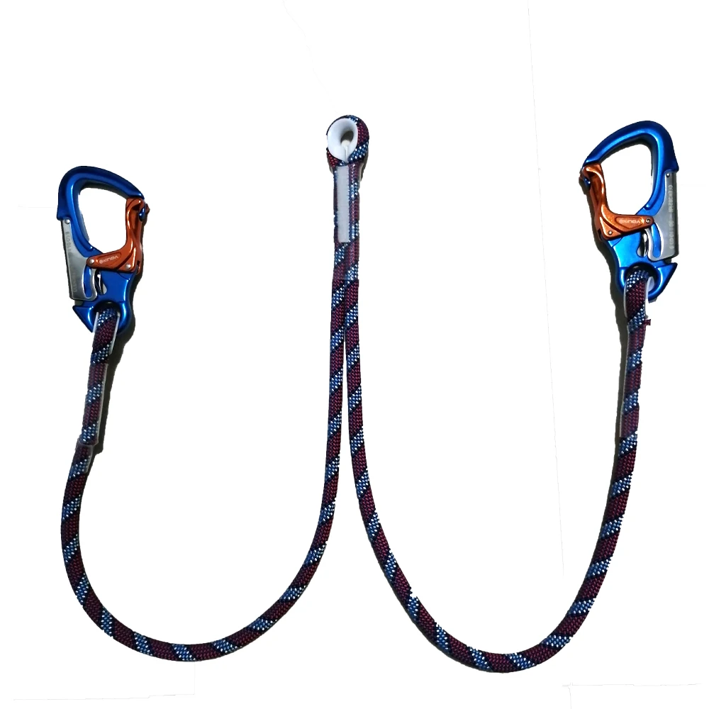 22kn Via Ferrata Lanyard Easy Rider Braided Prusik Cord Loop Sewn Eye To Eye with 30 KN Climbing Carabiner