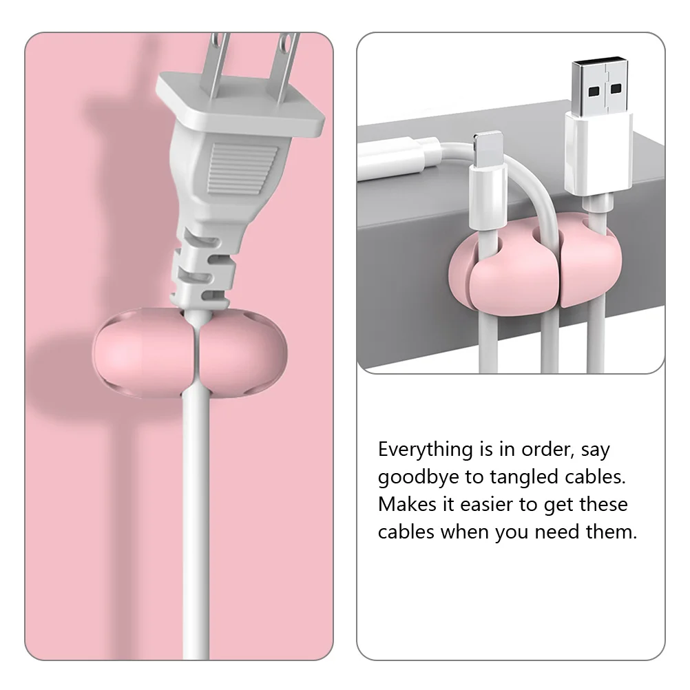 6 قطعة منظم كابلات حارس الحبل سيليكون حامل كابل ذاتي اللصق تصميم مدمج لسطح المكتب إدارة الأسلاك مقاطع سلك الطاقة #2