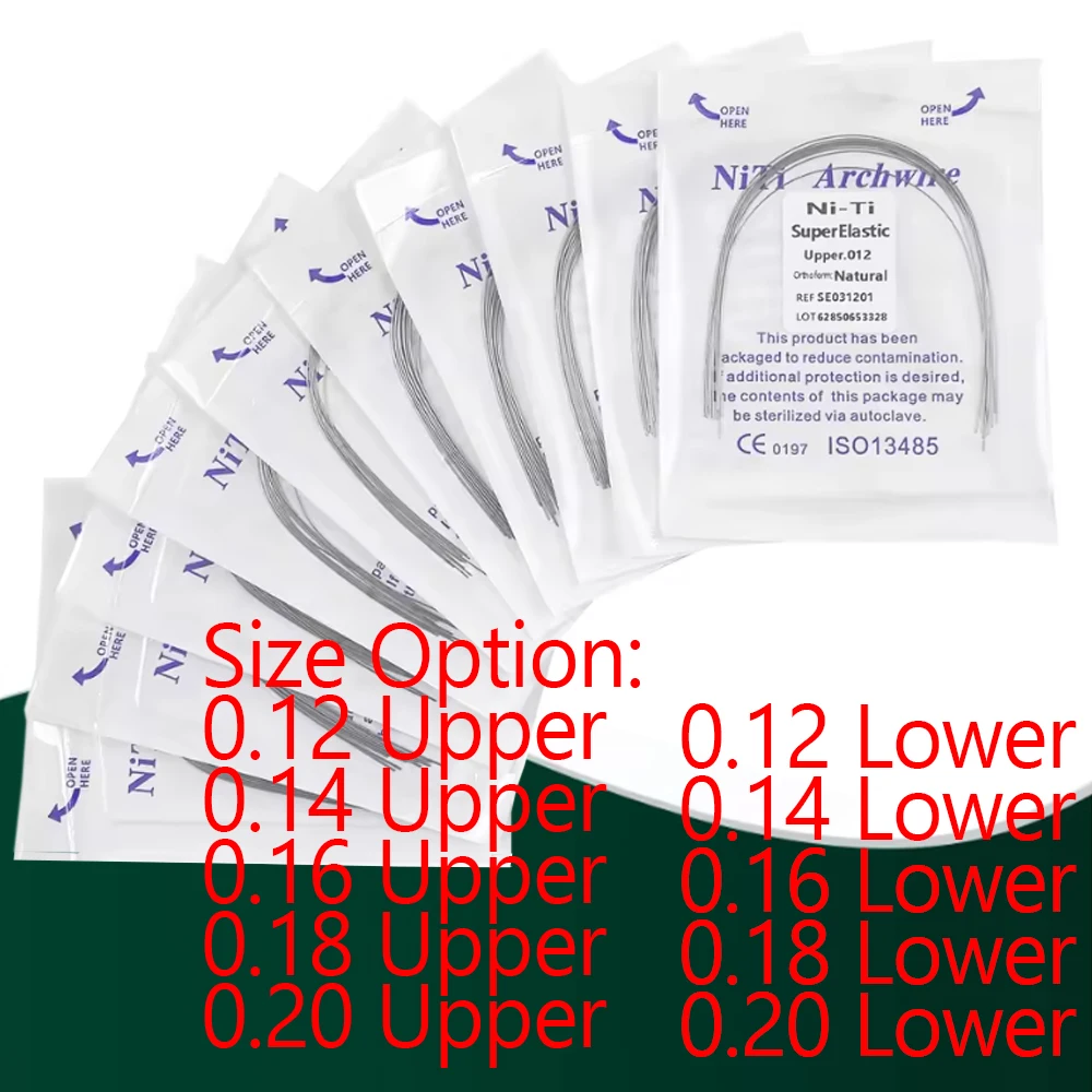 

50 шт. Niti овальные дуговые провода для стоматологических ортодонтических брекетов, материал для выравнивания зубов, набор ортодонтических проводов, гибкий сплав памяти