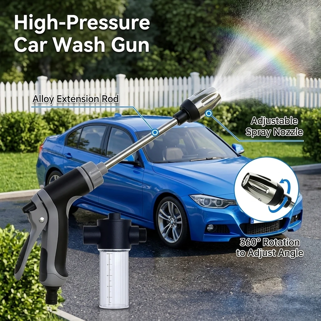 High Pressure Car Wash Water Gun Garden Water Pipe Nozzle, Multifunctional Watering Tool, Powerful Cleaning For Cars and Gardens