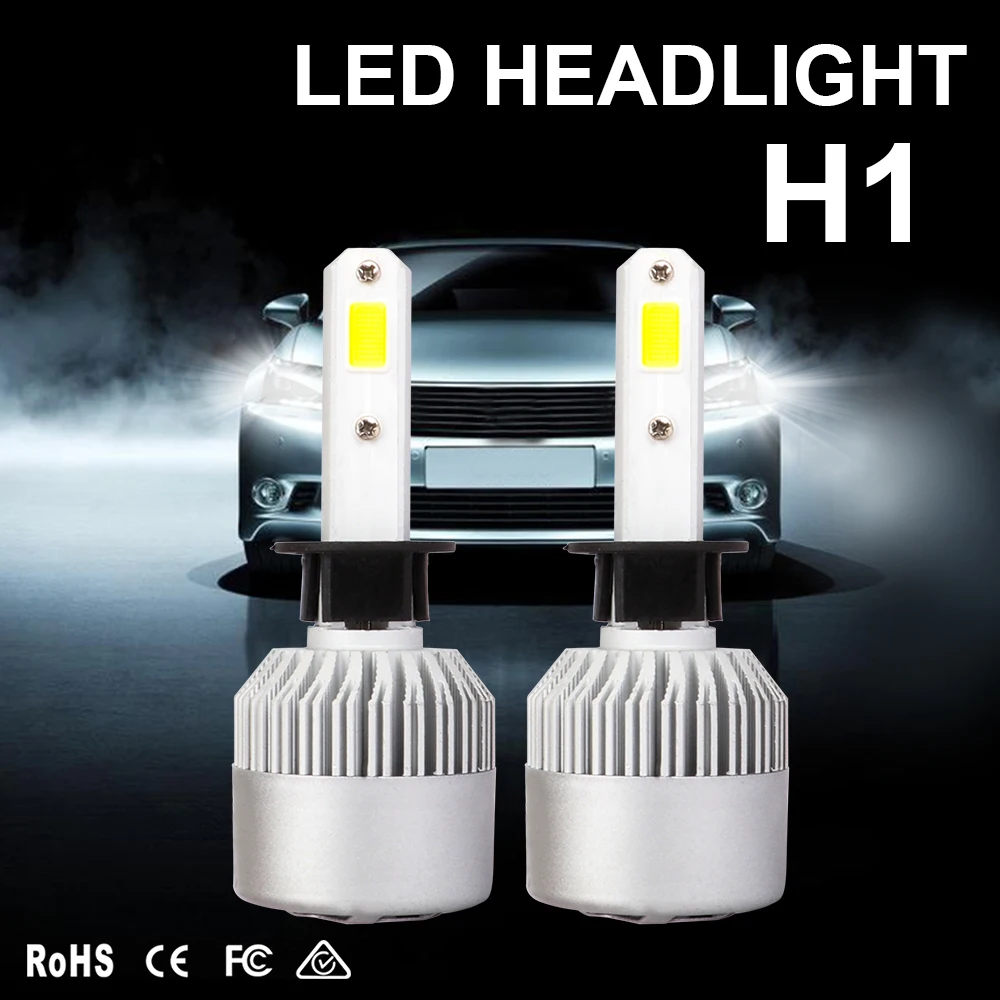 

2Pcs H7 Fog Lamp H4 H11 H8 9006 HB4 H1 H3 HB3 H9 H27 Car Headlight Bulbs LED With COB Chips 8000LM Auto Fog Lights 6500K 12V