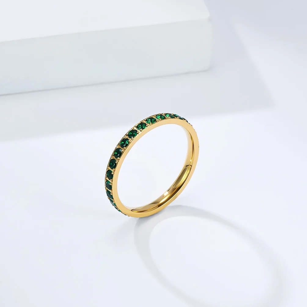 Heißer Verkauf: Hochwertige, stapelbare Fingerringe aus Titanstahl mit Zirkonia für Damen – Modischer Pinky-Ring für Frauen – Detail 13