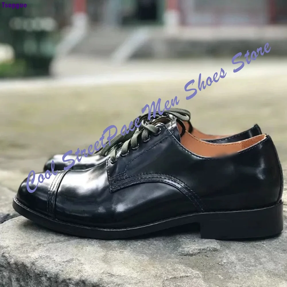 New Retro Low-top Men Dress Shoes Patent Leather Three-piece Leather Shoes Men's Formal Business Shoes 2026 New Arrival