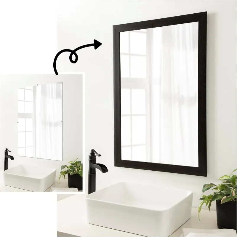 Bathroom Mirror Makeover Frame Border Kit - Fits a 60x36 inch Mirror - Mirror NOT Included - Furniture Espresso Narrow Trim