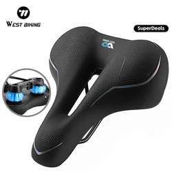 WEST BIKING Bicycle Saddle Thicken Comfortable Shockproof Cycling Seat Hollow Non-slip Soft Cushion Travel MTB Road Bike Saddle