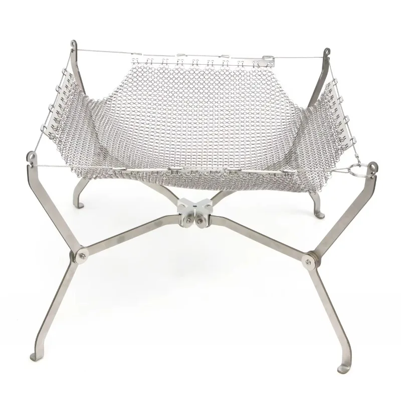 

Folding barbecue grill mesh portable outdoor camping fire pit wood stove hiking picnic cooking burner