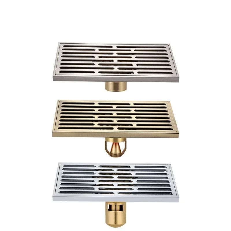 

10x20cm Extended All Copper Floor Drain Large Anti-Odor Kitchen Magnetic Levitation Insert Bathroom Square Shower Drains Toilet