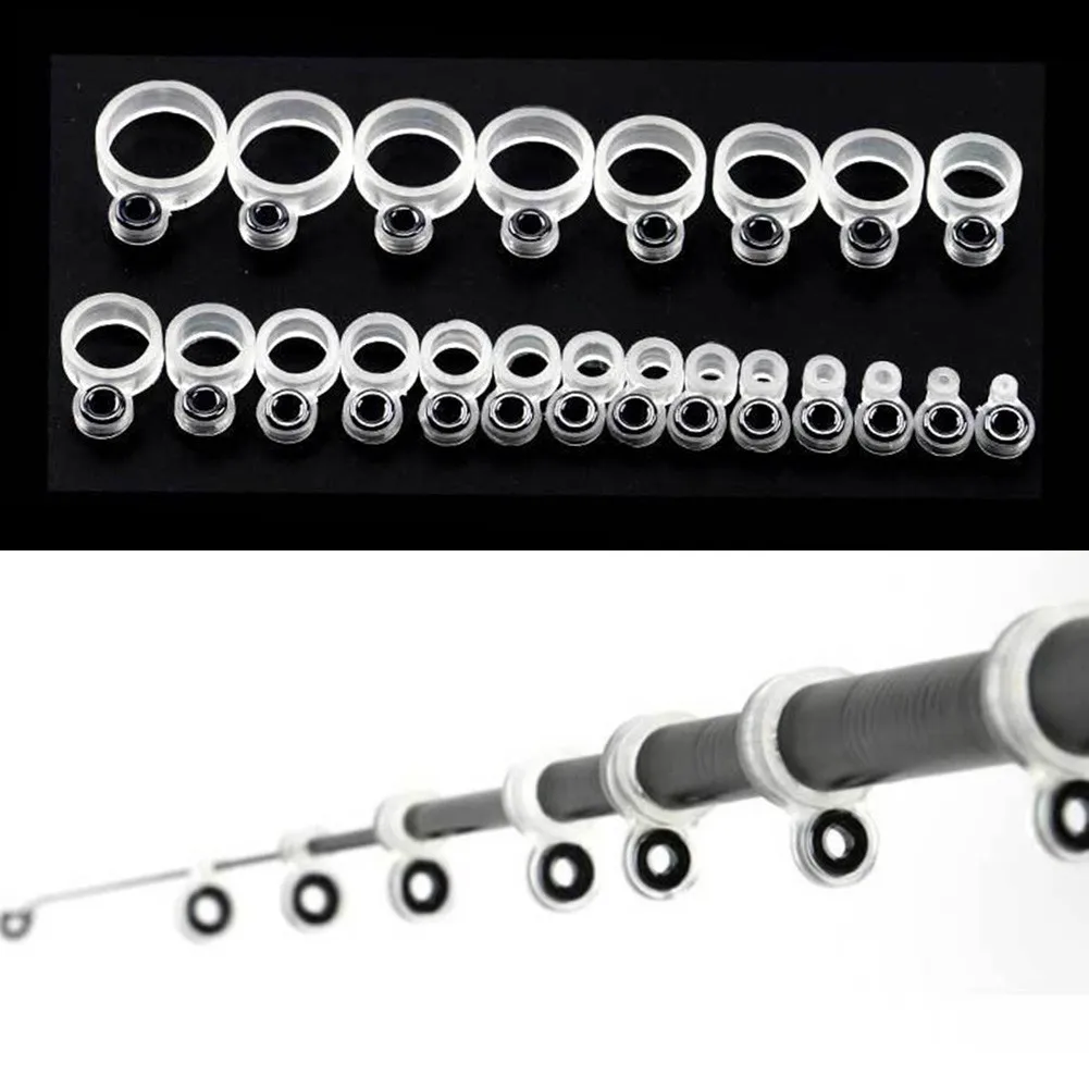 14/22 pçs guia de vara de pesca anéis ponta kits de reparo silicone cerâmica fio loop vara de pesca linha guias acessórios