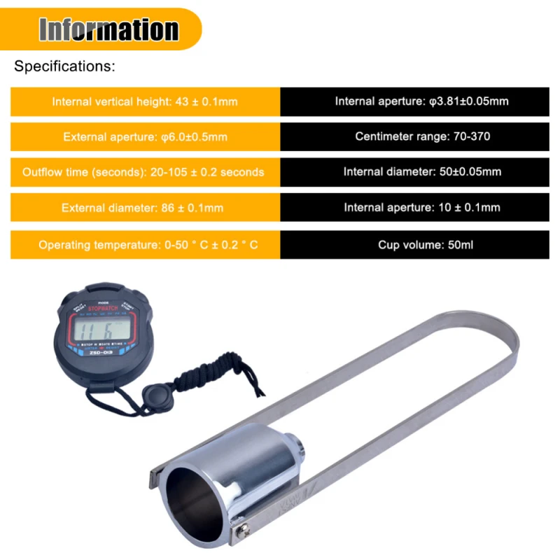 Paint Viscosity Cup Viscometer Cup With Stopwatch Mixing Thinning Tool Viscosity Test Cup 2#