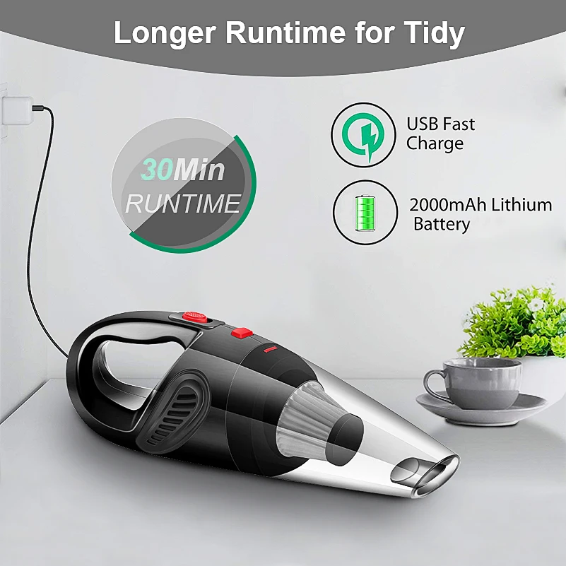 Cordless Handheld Vacuum Small Car Vacuum Cleaner Portable Wireless Hand Vacuum for Car Home Office Pet Hair Wet & Dry Cleaning