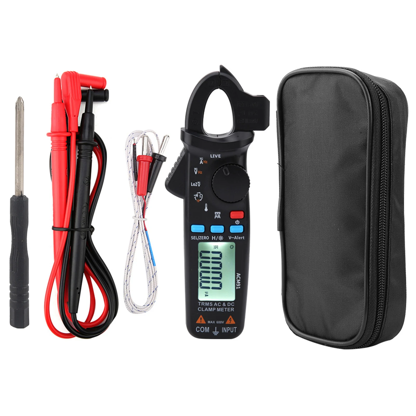 ACM91 1mA AC/DC Current Digital Clamp Meter True RMS 6000 Counts Meter Low Impedance Tester