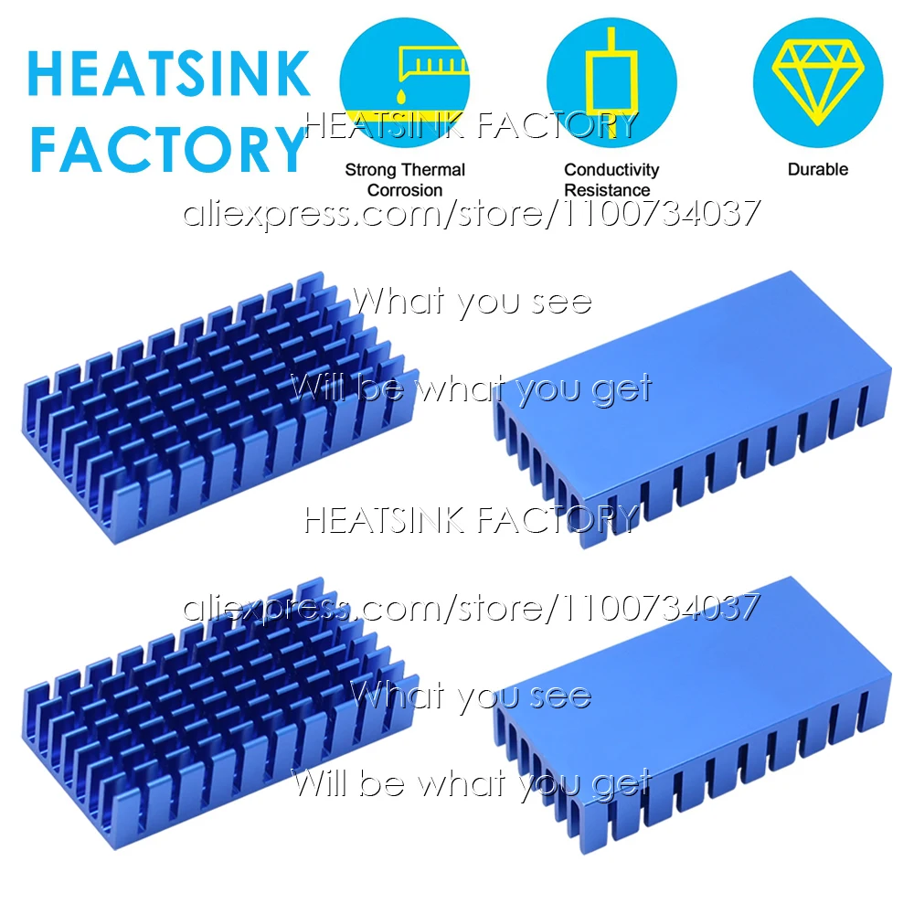 50x25x10mm Blue Zigzag Aluminum Pin Fins Heatsink Radiator Heatsinks Cooling for LED Power IC Transistor Module PCB