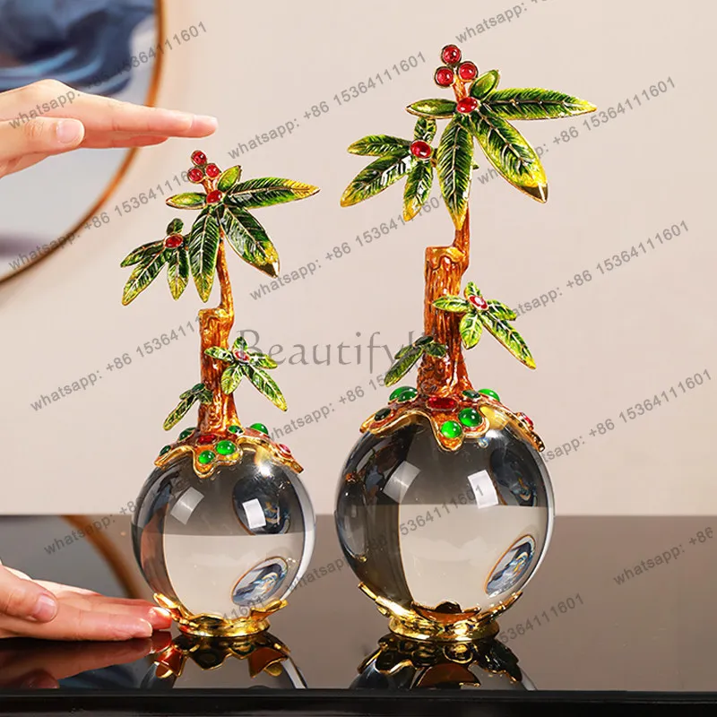 

Ornament New Chinese enamel crystal fortune tree living room wine cabinet office home decoration