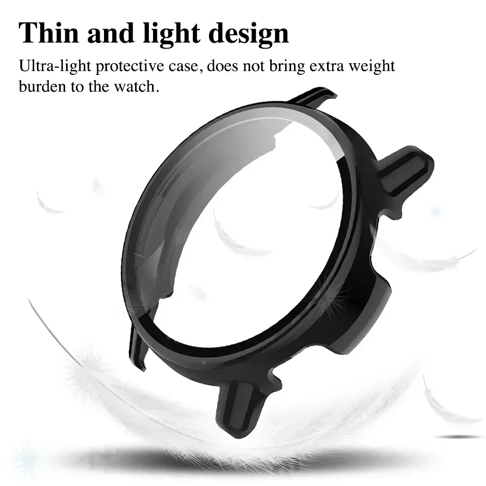 حافظة جديدة من الزجاج المقسى + PC لهاتف Garmin Vivoactive 5 مضادة للخدش واقي للشاشة غطاء حماية لـ Garmin Active 5 Shell