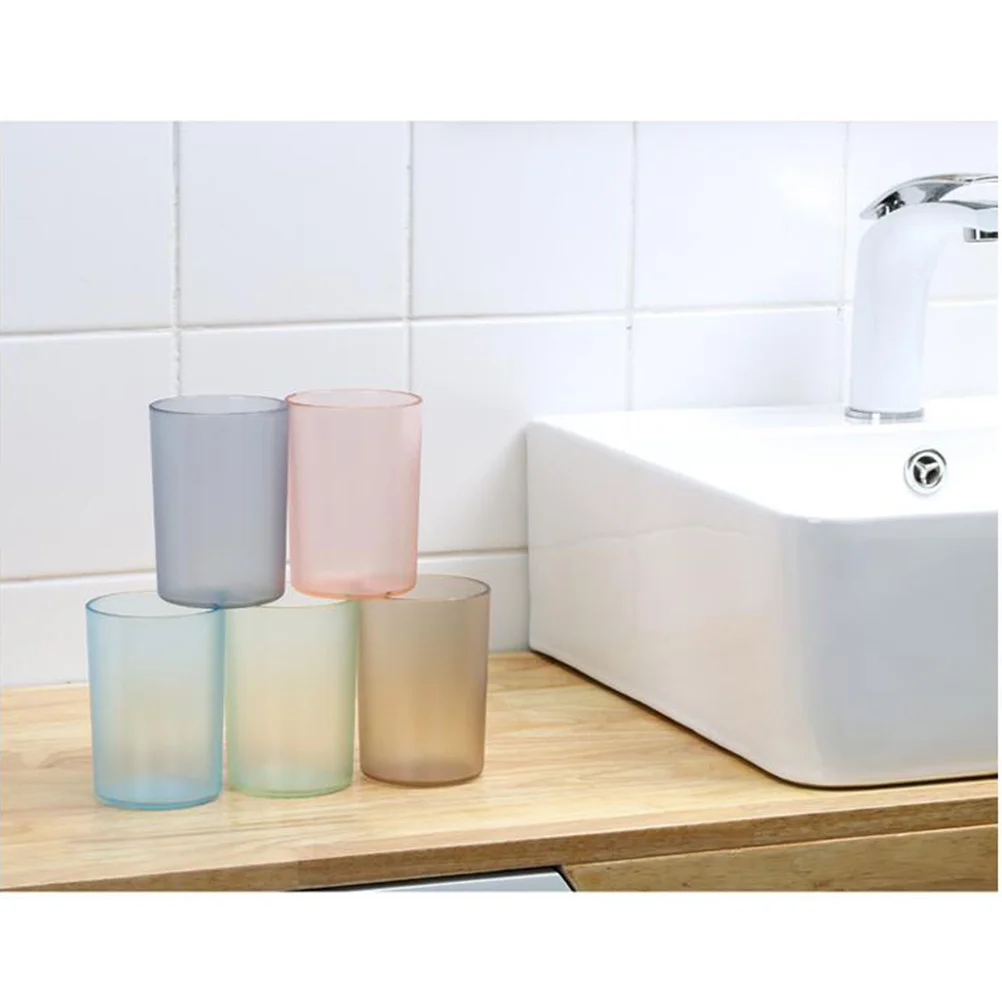 Pink Tooth Brushing Cup Transparent Bpa-Free Sturdy Nonporous Water Mug for Adults Kids Safe Smooth Edge Design Daily Use