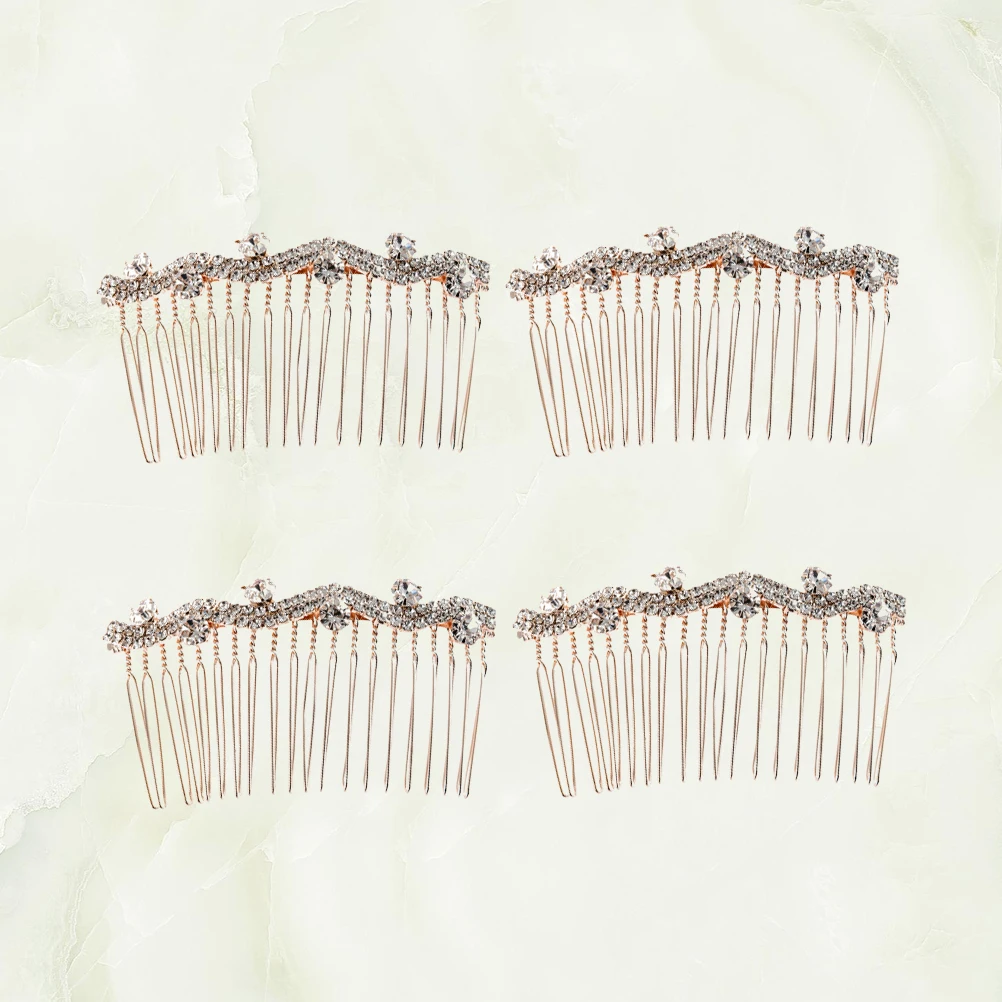 

4Pcs Sunflower Hair Comb Rhinestone Decorated Wedding Party Accessories Elegant Hairstyle Bang Comb Creative Headwear Hair