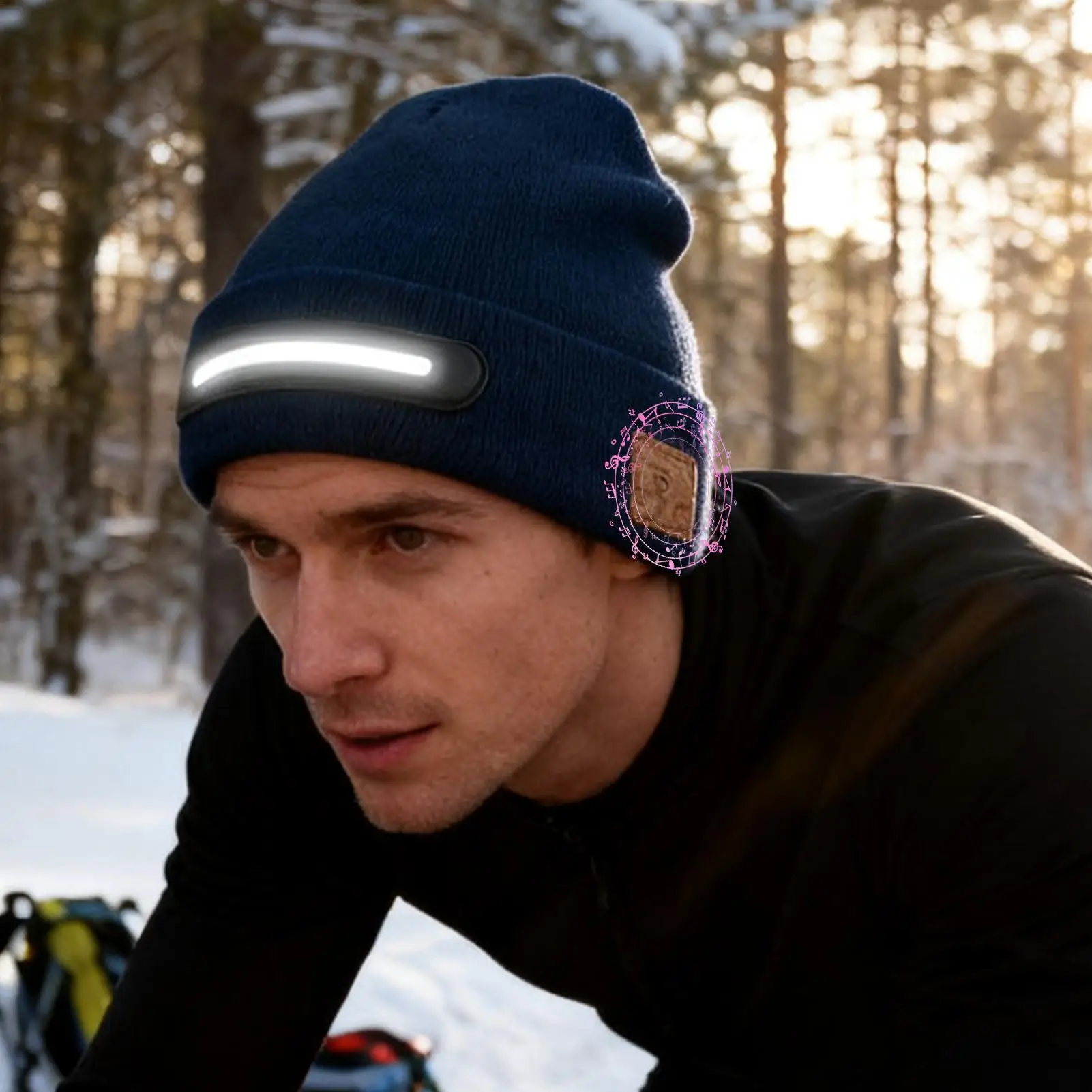 

Wireless Beanie Hat 3 Light Settings Rechargeable Wireless Music Beanie With Light For Boyfriend Teens Men Women Girls Gym