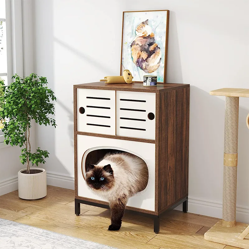 Cat nest integrated bedside table modern simple solid wood four-season universal cat nest storage side cabinet cat nest