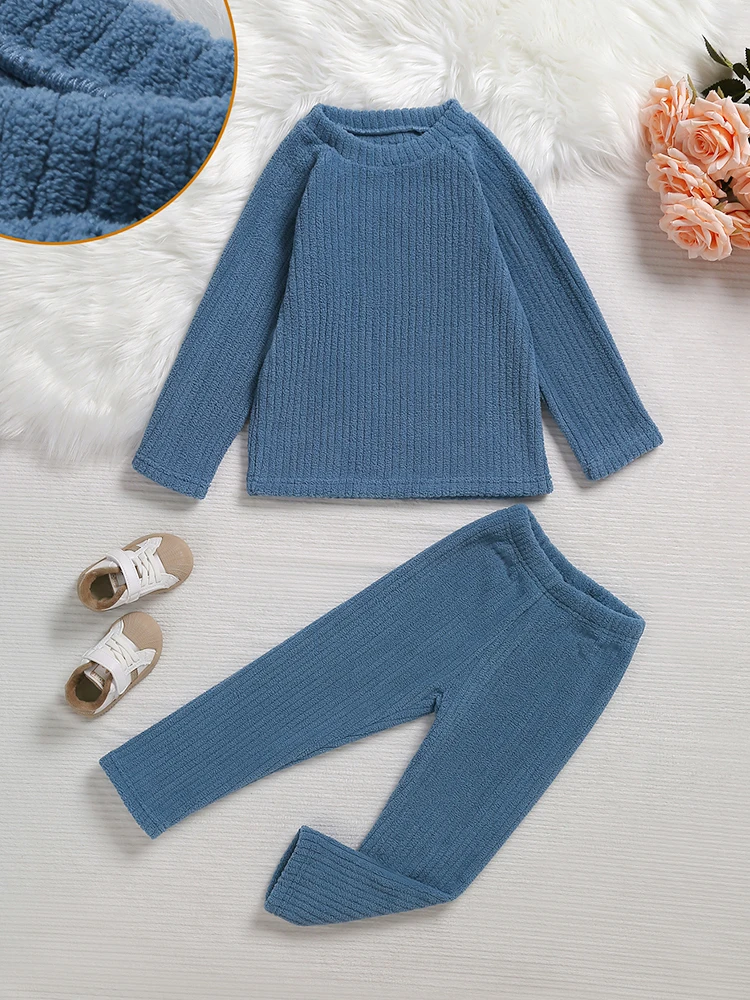 

2pcs/set of autumn and winter baby long sleeved top and pants for warmth casual comfort suitable for bedrooms Child Accessories