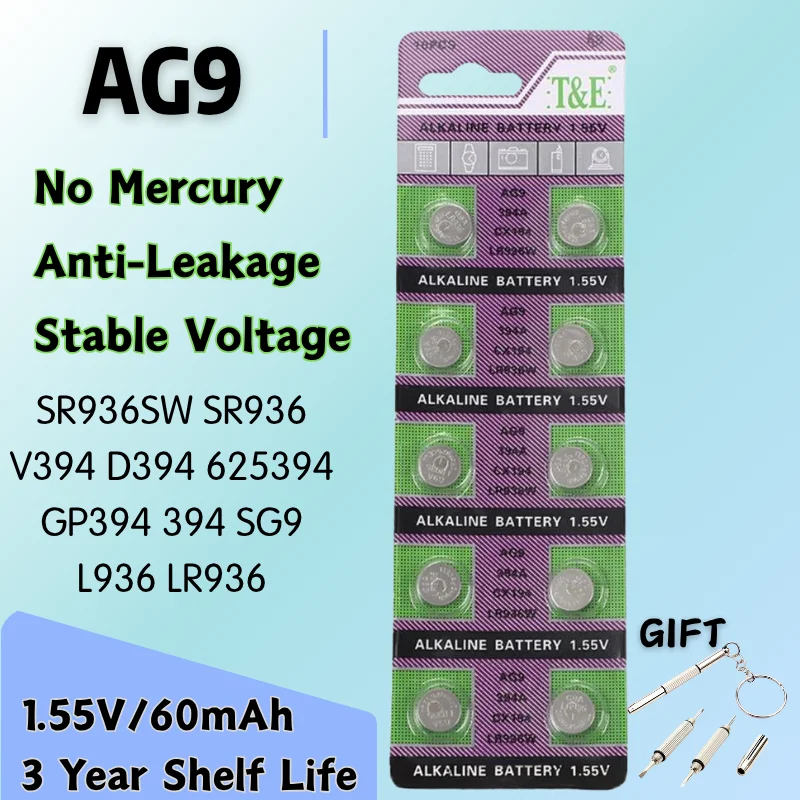 

2-50pcs AG9 SR936SW SR936 D394 625 394 GP394 394 Watch Battery 54mAh 1.55V Button Coin Cell Batteries For Toy MP3 players