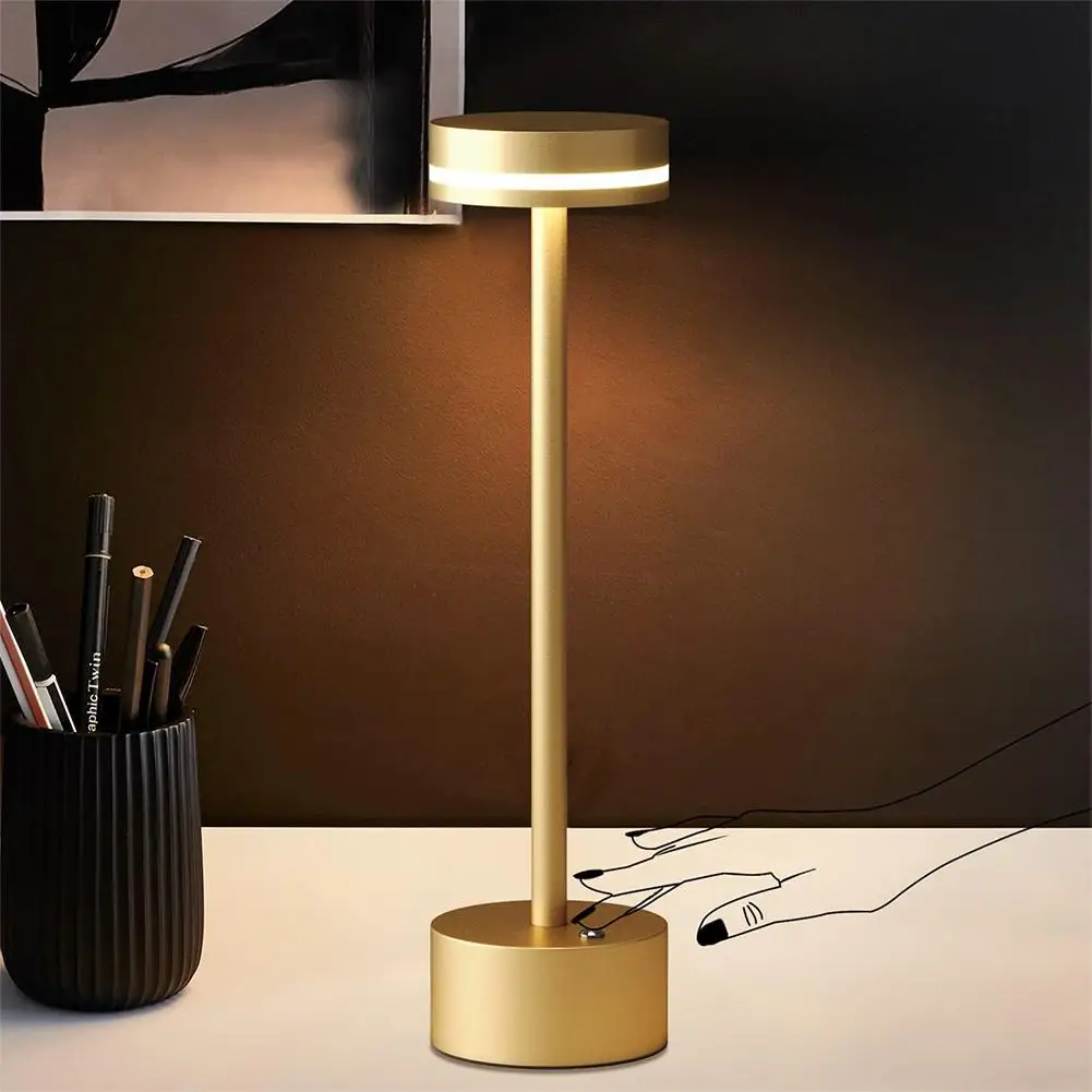 Modern LED Rechargeable Table Lamp With Touch Sensor 3 Levels Brightness USB-C Charging Port Portable Bedside Lamp