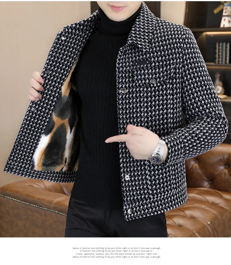 Modische Herren Fleece-Gefütterte Karierte Wolljacke 2026 Winter Lässiger Karierter Windbreaker Mantel Jugend Streetwear Top Parka Kleidung – Detail 7