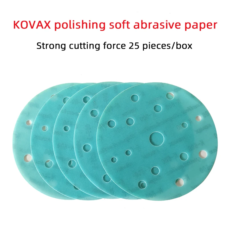 25 Pcs KOVAX 6-Inch Soft Matte Paper Self-Adhesive Flocking round Sandpaper 150mm Car Paint Surface Beauty Polishing