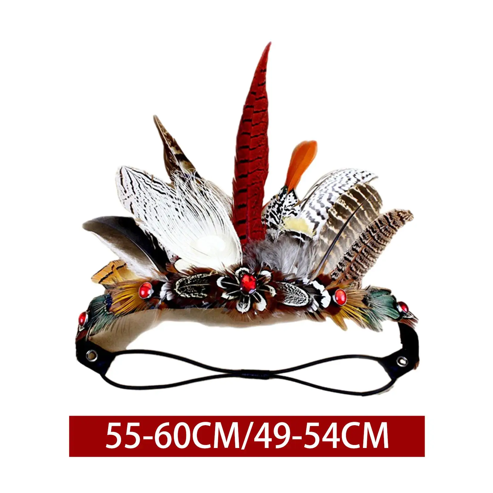 Feather Headdress Headband Costume Accessories American Chief Indian Headpiece for Mardi Gras Cosplay Masquerade Party Carnival