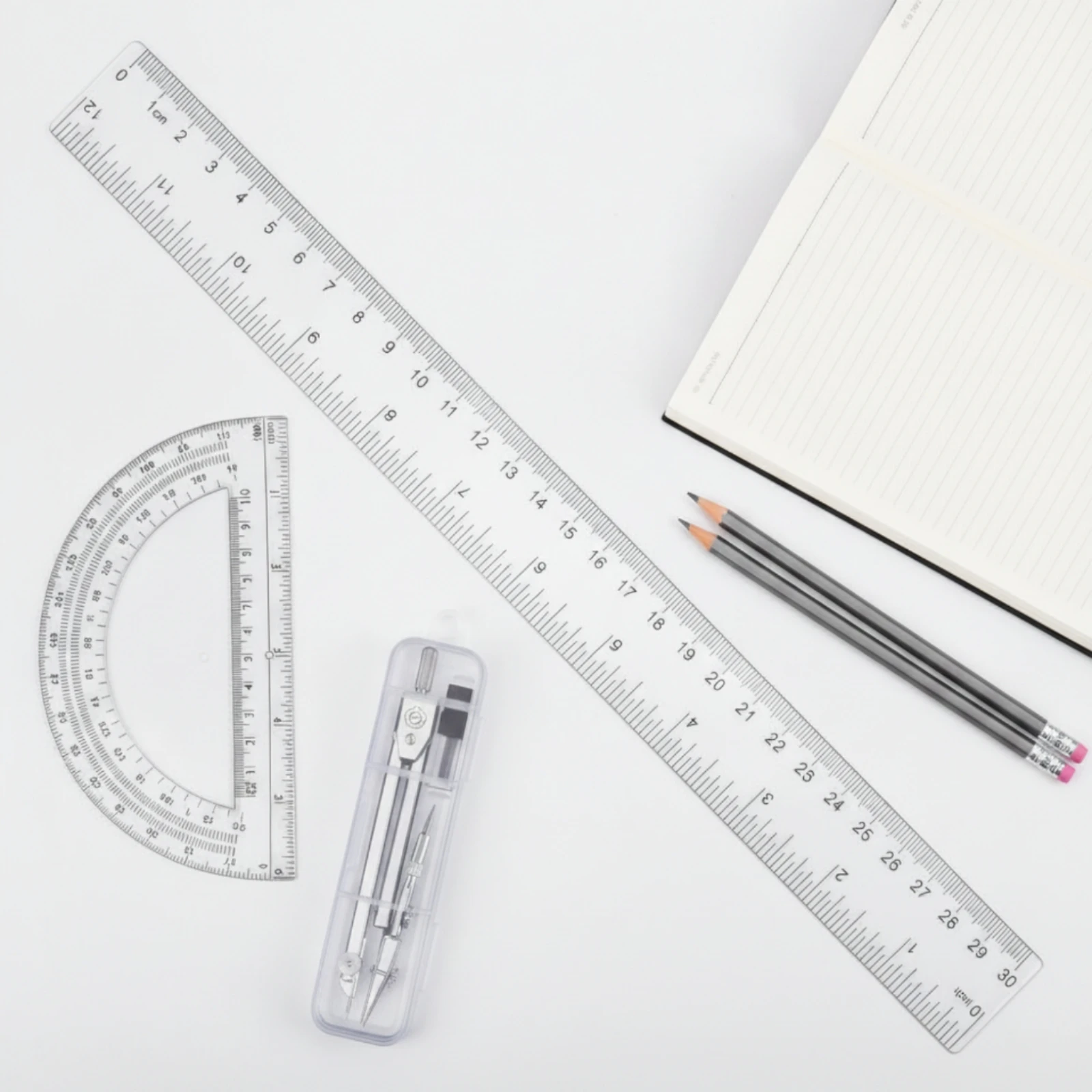 Geometry Set with Case Adjustable Geometry Tools with Case Ruler and Compass Set Complete Stationery Compact for Students