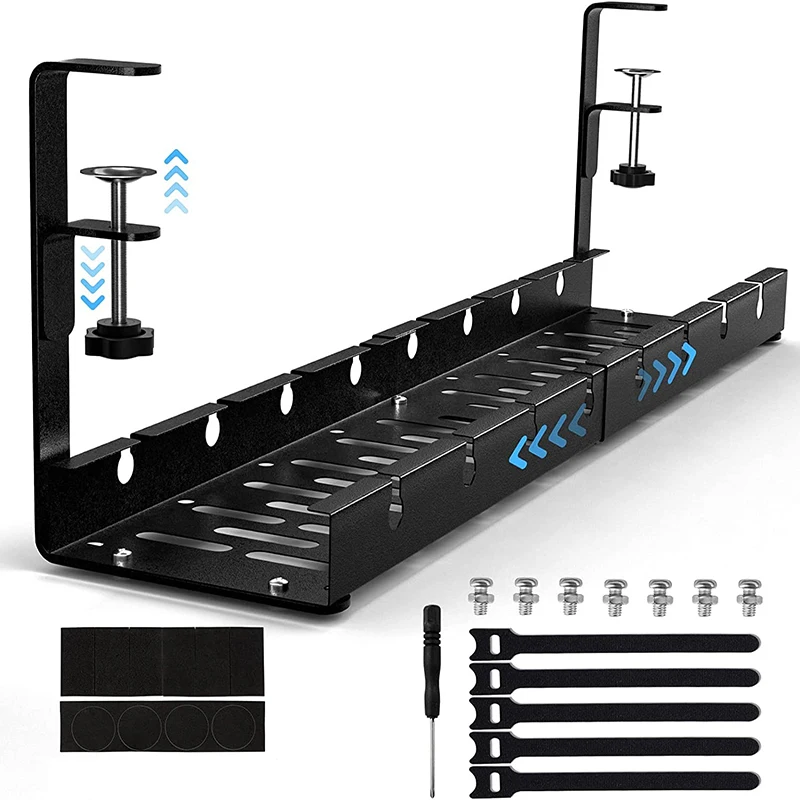 

Expandable Under Desk Cable Storage Rack Management Tray Desk Socket Holder Wire Cord Power Strip Adapter Wire Organizer Shelf