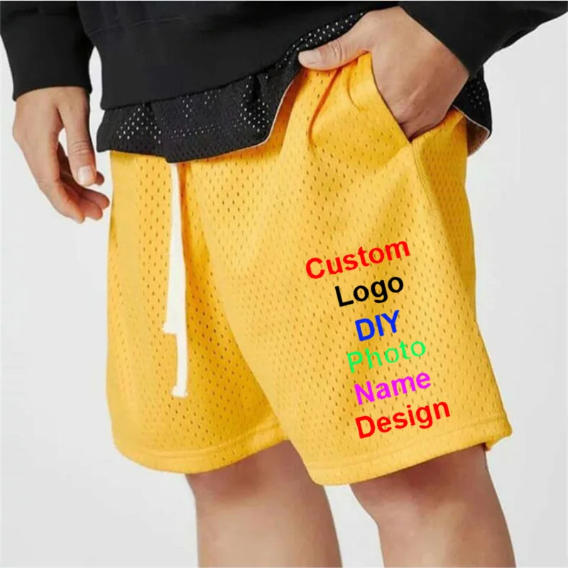 Customized  Brand Logo Summer Mens Boardshorts Mesh Breathable Casual Gym Shorts Comfortable Fitness Bodybuilding Shorts