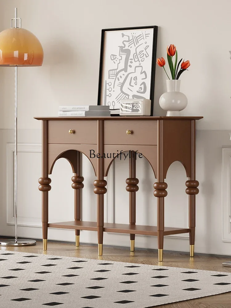 

yj9 Mid-Ancient French Solid Wood Entrance Cabinet Living Room Partition Modern Minimalist Wall Locker