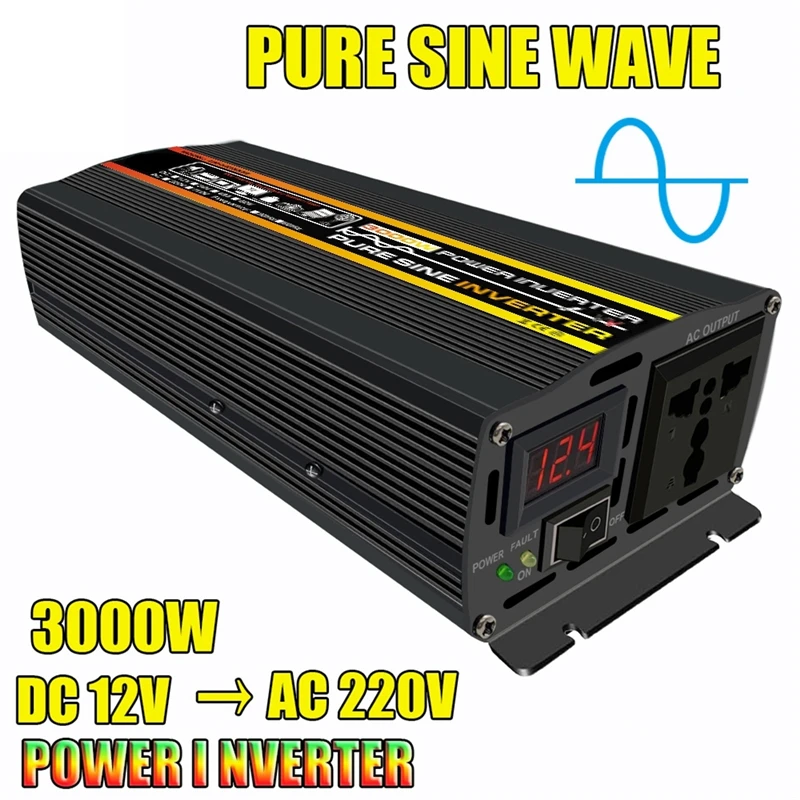 Pure Sine Wave Inverter 3000W 4000W 6000W 8000W Power Solar Car Inverters With LED Display DC 12V To AC 220V Voltage Converter