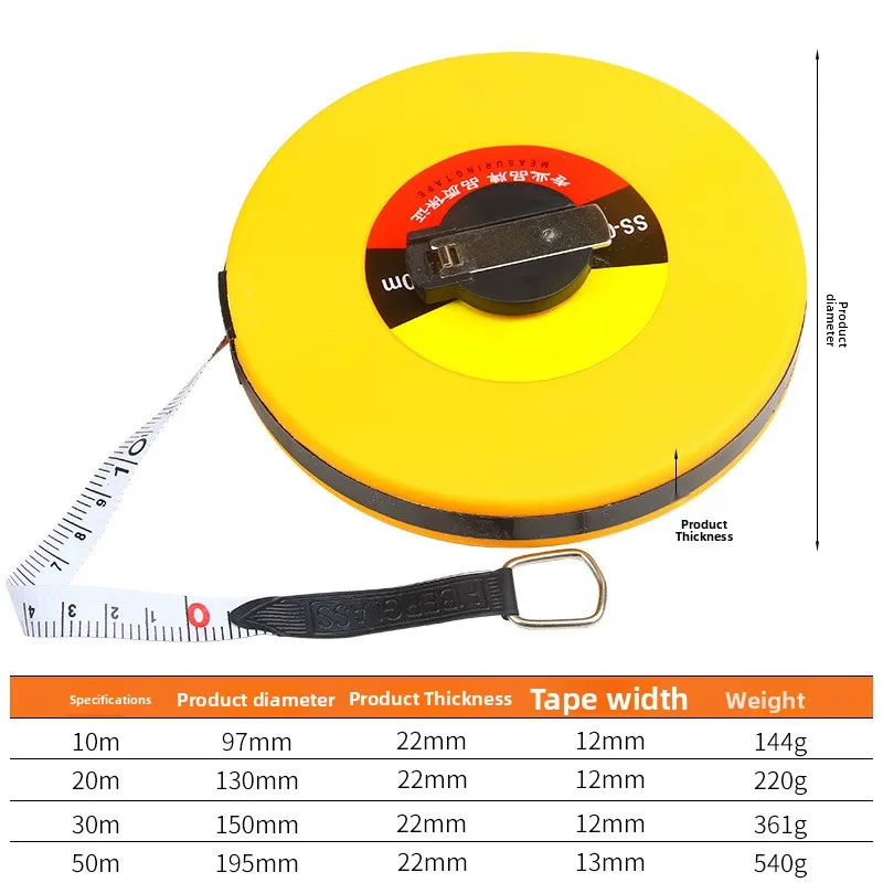 Industrial‑Grade 50m Hand‑Crank Tape Measure, High‑Precision Thickened Wear‑Resistant Drop‑Proof Measuring