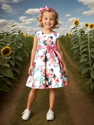 Nieuwe Meisjes Kids Bloem Elegante Causale Princess Party Jurken Kinderen Kleding Kerst Verjaardag Bruiloft Meisje Jurk