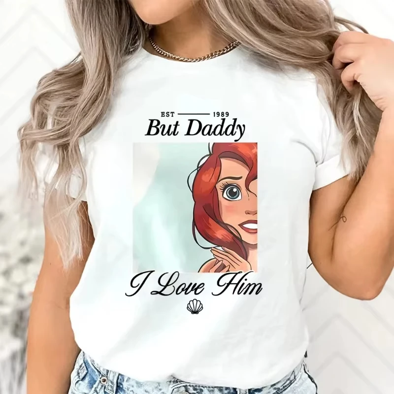 ولكن بابا أنا أحب له تي شيرت رحلة عائلية قميص Kawaii موضة حورية البحر قمصان الأميرة المحملة العصرية قصيرة الأكمام بلايز #1