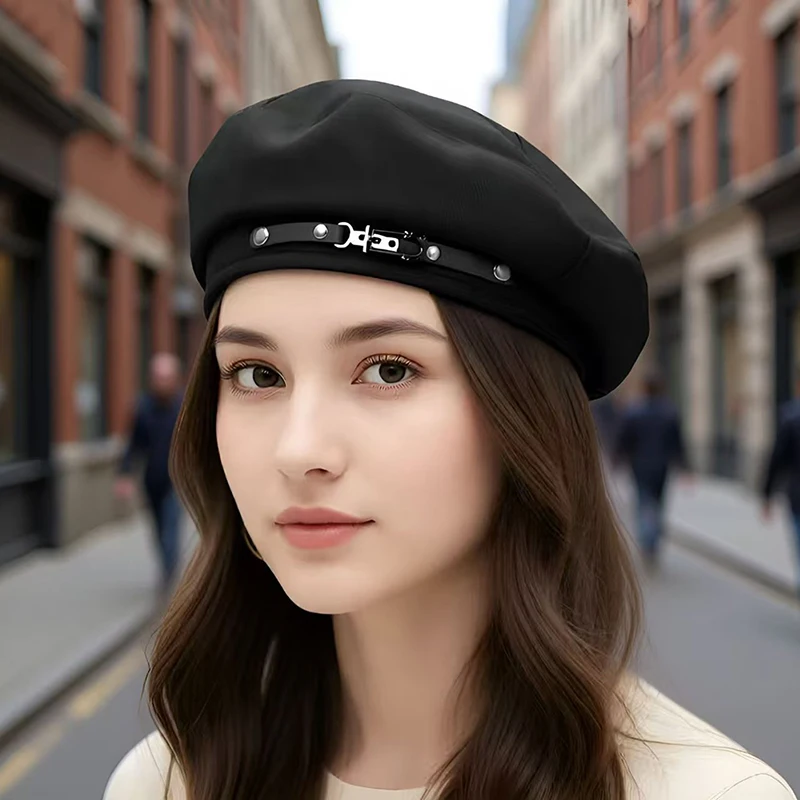 Women's Vintage British-Style Beret Fashionable Casual Spring Autumn Sun Hat Versatile Painter's Cap for All Seasons