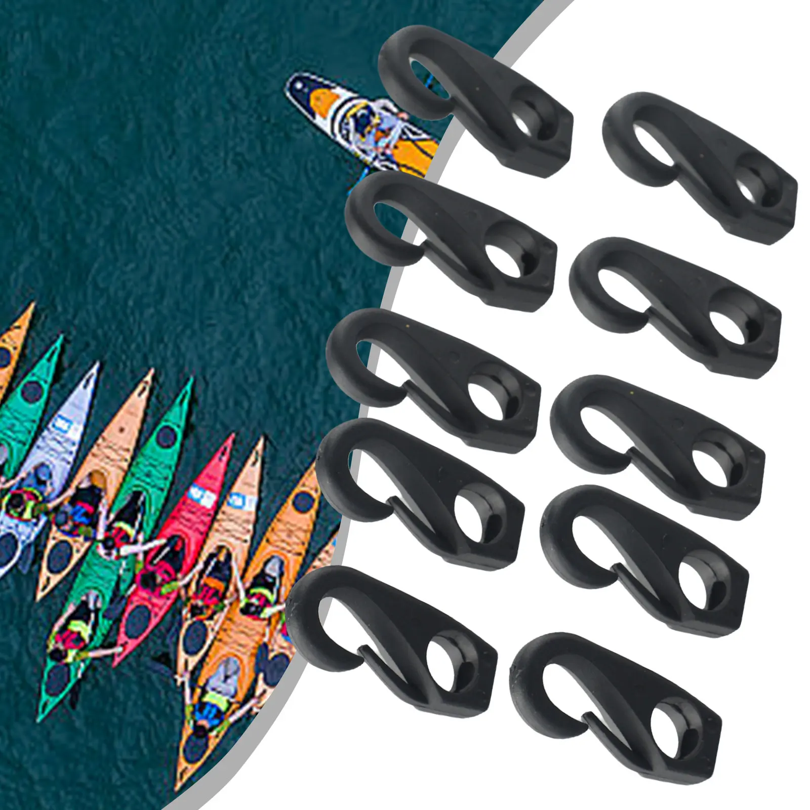 Heavy Duty Nylon Bungee Cord with Snap Hook Set of 10 for For kayak Canoe Boat Cable Tie Clips for Secure Attachment Under 6mm