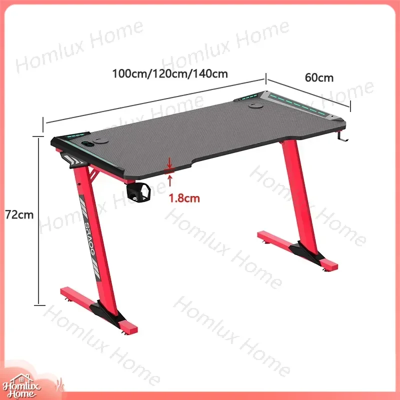 Luxury Modern Multifunctional Gaming Desk for Esports RGB LED Lighting Ergonomic Design Wooden Desktop Steel Frame Computer