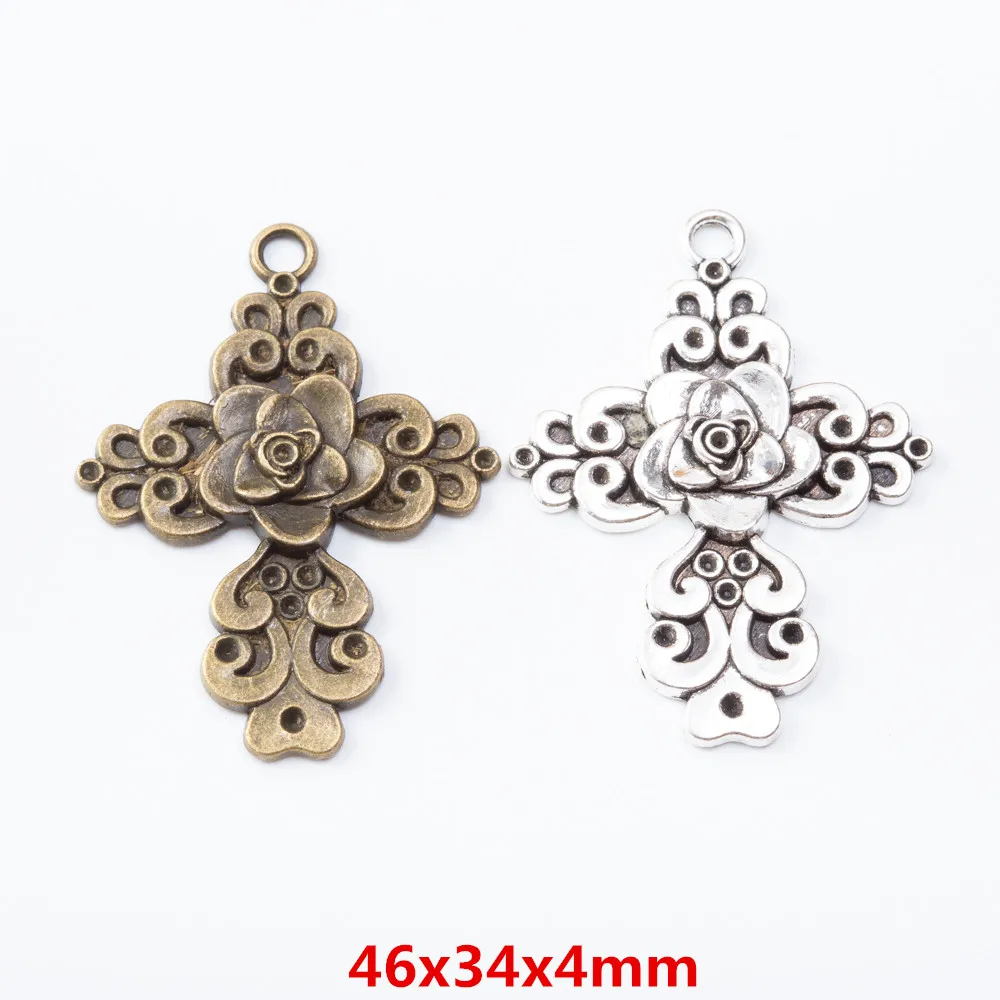 5 pieces (cross) vintage zinc alloy charm metal pendant DIY jewelry discovery making accessories 1825