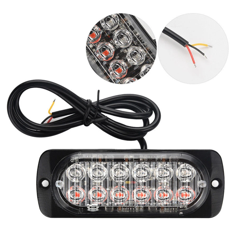 Auto Accessories 12 LED 12-24V Emergency Signal Light Side Warning Flash Lights Orange Grill Breakdown Fog Lights For All Cars