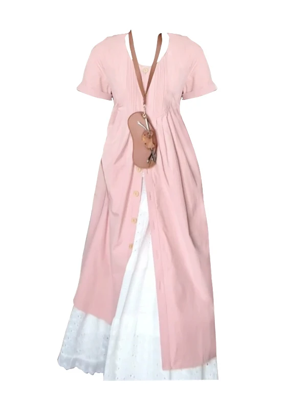 

Корейский комплект из двух предметов: розовая блузка и длинная юбка с разрезом и запахом, больших размеров, для женщин, летний модный дизайн