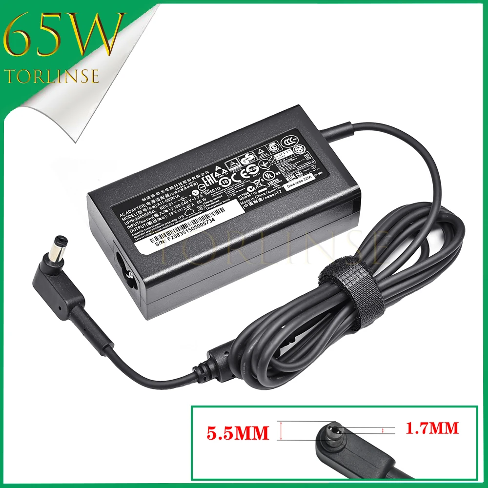 Cargador de CA para portátil, 19V, 3,42a, 65W, 5,5x1,7mm, fuente de alimentación para Acer Aspire 1410, 1680, 3000, 5315, 5630, 5735, 5920, 5535, 5738, 6920, adaptador