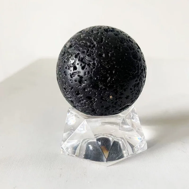 4cm Volcanic Rock Stone Ball Reiki Healing Natural Black Lava Sphere Massage Globe Mineral Gems Specimen Collections Home Decor