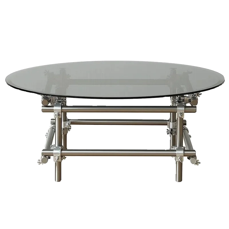 High-end retro round coffee table modern luxury stainless steel central table