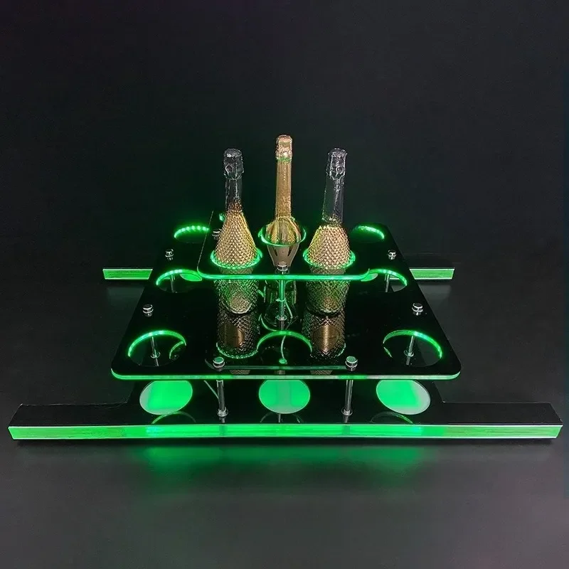 LED Acrylic Wine Bridge Display Stand Luminous Bottle Holder Bar Nightclub Atmosphere Decor Prop Lift Frame for Party Events